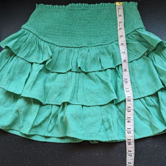 Idem Ditto Mini Skort Pull On Elastic Waist Tiered Ruffle Smocked Preppy Small - Picture 4 of 9